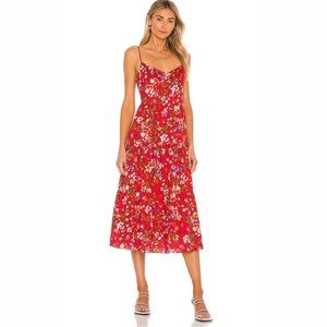 Floral Red Midi Dress